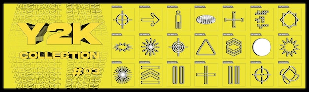 Retrofuturistic y2k geometry design elements collection Collection of abstract graphic geometric symbols Simple shapes forms