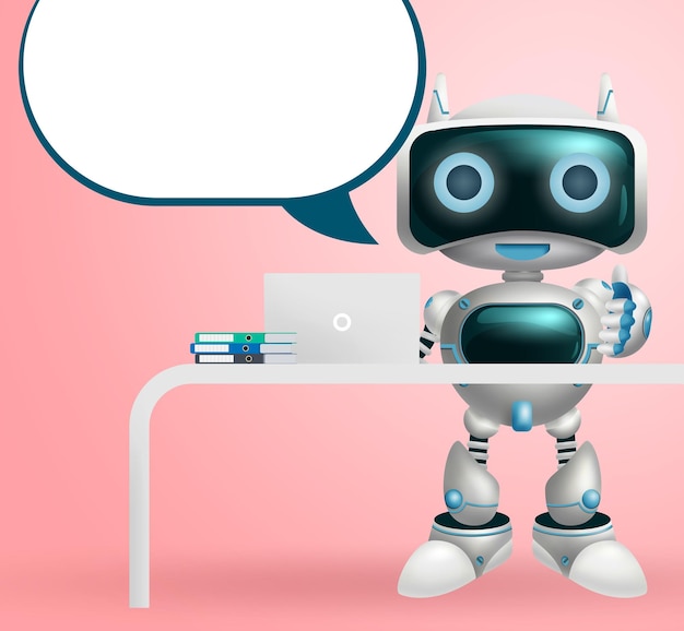 robot character dialog vector background design robotic 3d character with speech bubble for modern