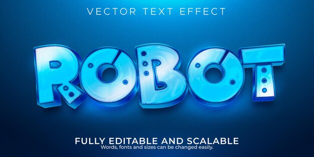 Robot metallic text effect, editable tech and shine text style