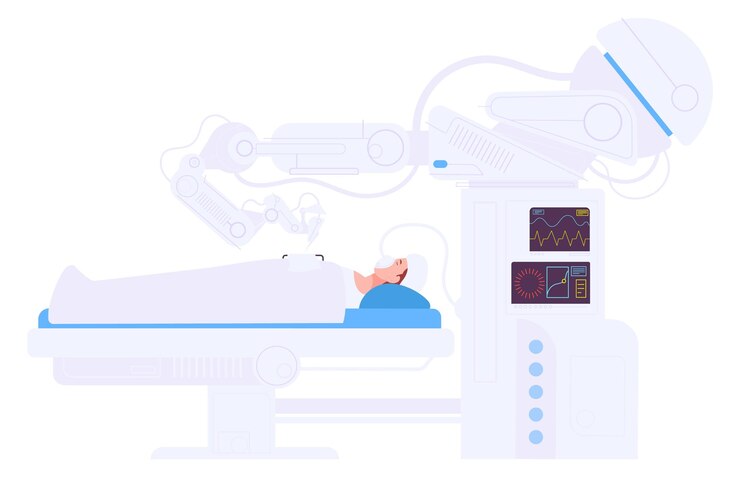 Vektor robotic surgeon manipulator in patient medical invasive operation