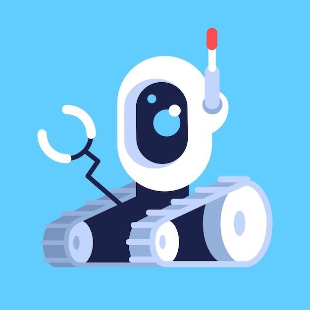 Robotic tracked car flat vector illustration