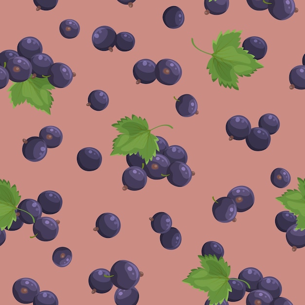romantic seamless pattern with black currant repeating background with berries vector print