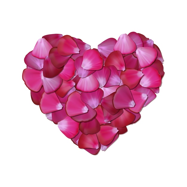 Rosa hjerte av kronblader
