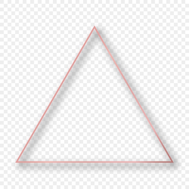 Rose gold glowing triangle frame with shadow