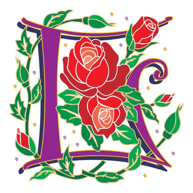Rosette Initial Caps Font Stor Bokstav L vektordesign