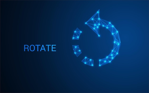 Rotate Icon Made of Glowing Blue Polygonal Lines Futuristic Technology Symbol Refresh Arrow Digital Loop Concept