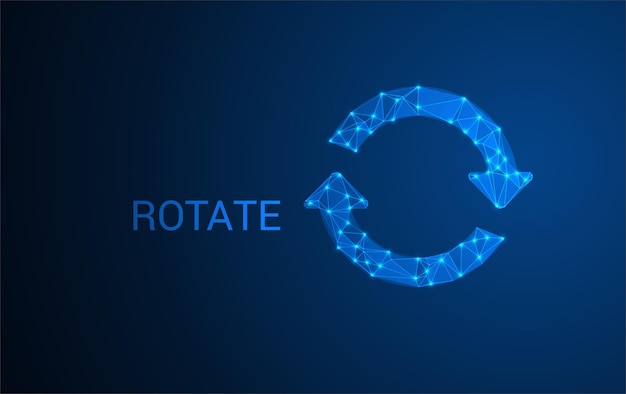 Rotate Icon Made of Glowing Blue Polygonal Lines Futuristic Technology Symbol Refresh Arrow Digital Loop Concept