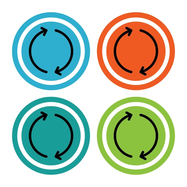 Rotation icon Repeat symbol Refresh sign Round circle buttons with frame Vector