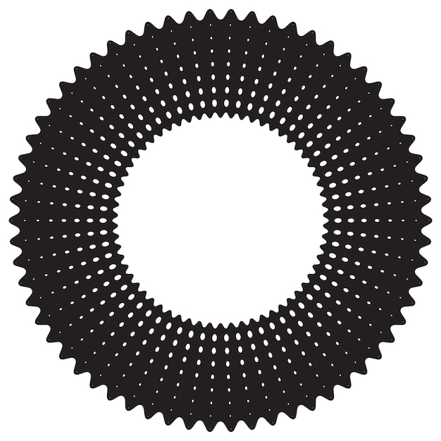 Round, black decorative frame, with white symmetrical dots.