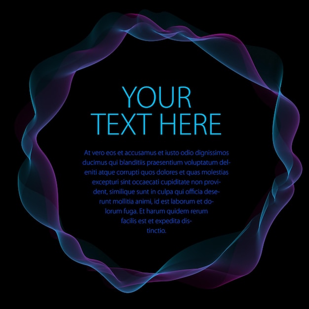 round frame of flowing smoke. vector abstract artistic beautiful background with copy space for text. isolated over black background.