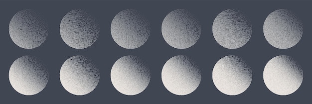 Round shaped dotted objects stipple elements fading gradient stippling dotwork drawing shading using