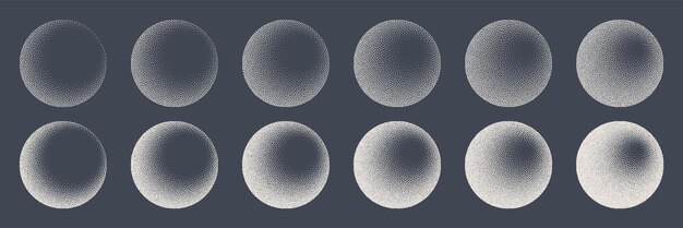 Round shaped dotted objects stipple elements fading gradient stippling dotwork drawing shading using