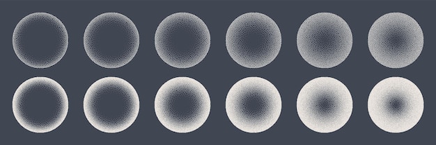 Round shaped dotted objects stipple elements fading gradient stippling dotwork drawing shading using
