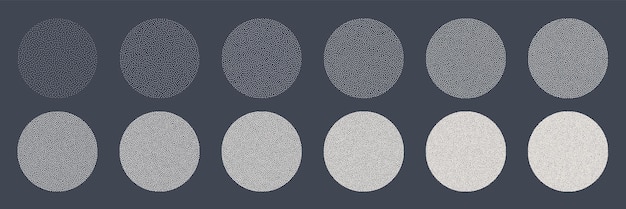 Round shaped dotted objects stipple elements fading gradient stippling dotwork drawing shading using