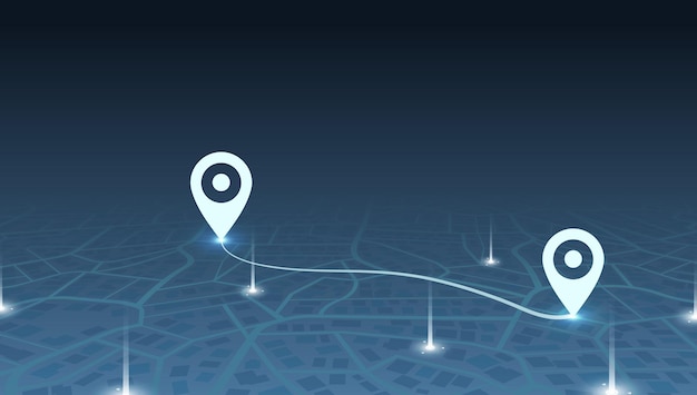 route on the map to pin city street map with various points of interest gps tracking system to