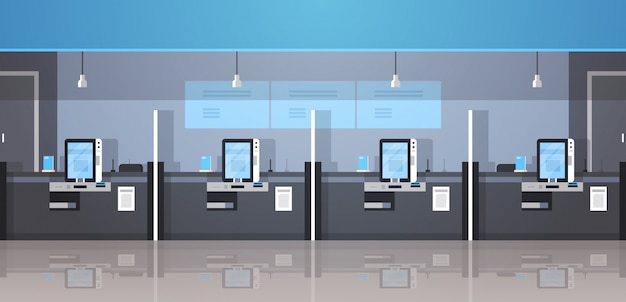 row of self service machines payment terminal