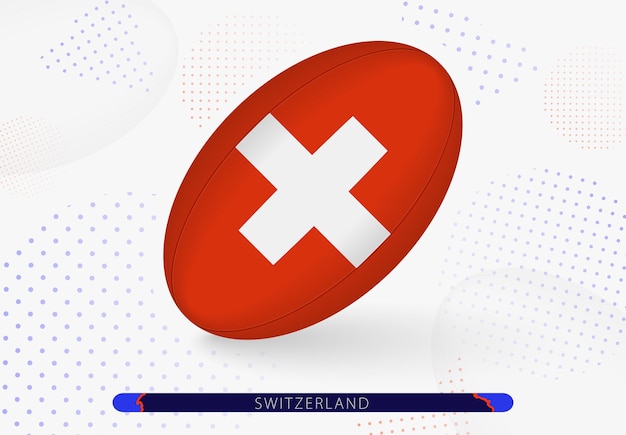 Rugby ball with the flag of Switzerland on it Equipment for rugby team of Switzerland