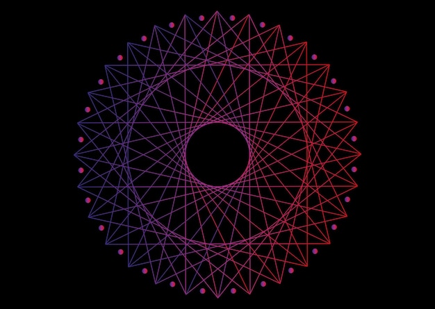 Sacred Geometry colorful Geometric mystic mandala of alchemy esoteric symbol outline logo design