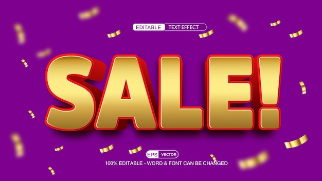 Sale Editable Text Effect Vector 3d Style
