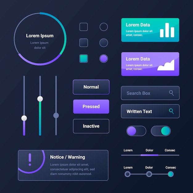 Samling av gradient UI-sett