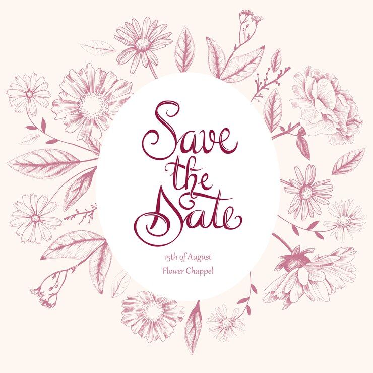 Save the date vintage wedding invitation 