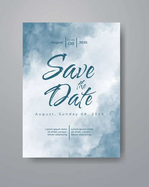 save the date with watercolor background. design for your invitation.