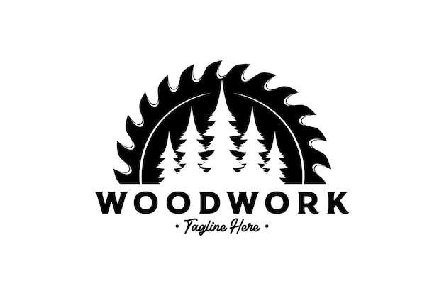 Sawmill emblem logo vector for carpentry woodworkers lumberjack