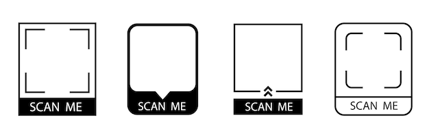 scan qr code icon qr code set scan me template of frames for qr code with text scan me vector illustration