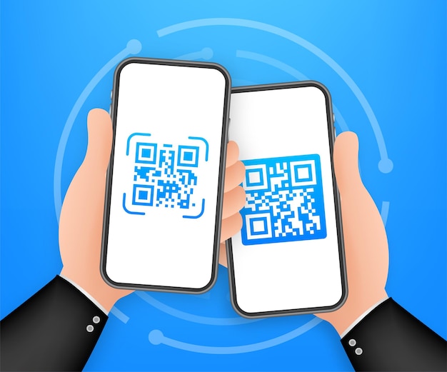 Scan QR code to Mobile Phone. Electronic, digital technology, barcode. Vector stock illustration.