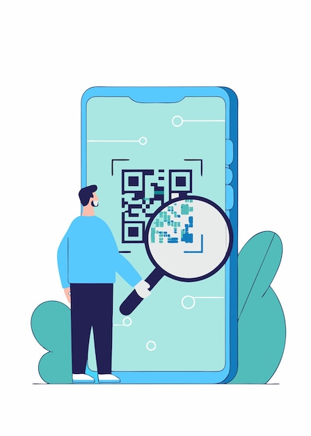 scan qr code with smartphone illustration art on white background