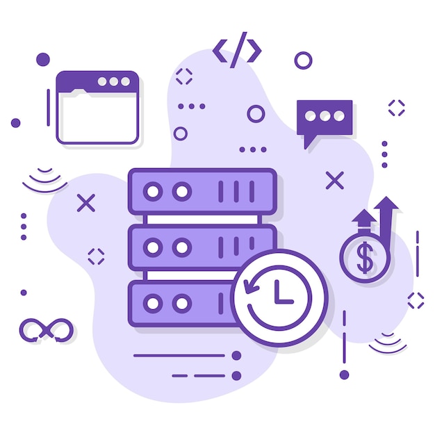 scheduling and running jobs on a server concept, refresh machine stock illustration, data backup