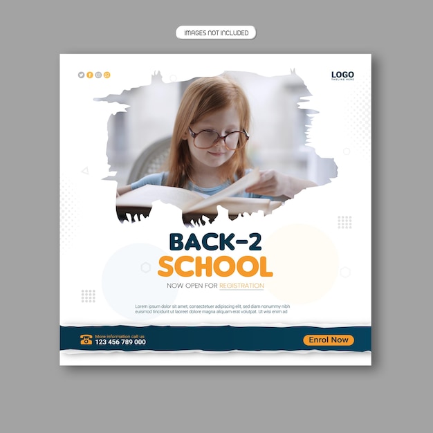 School admission social media post template,
back to school post,
