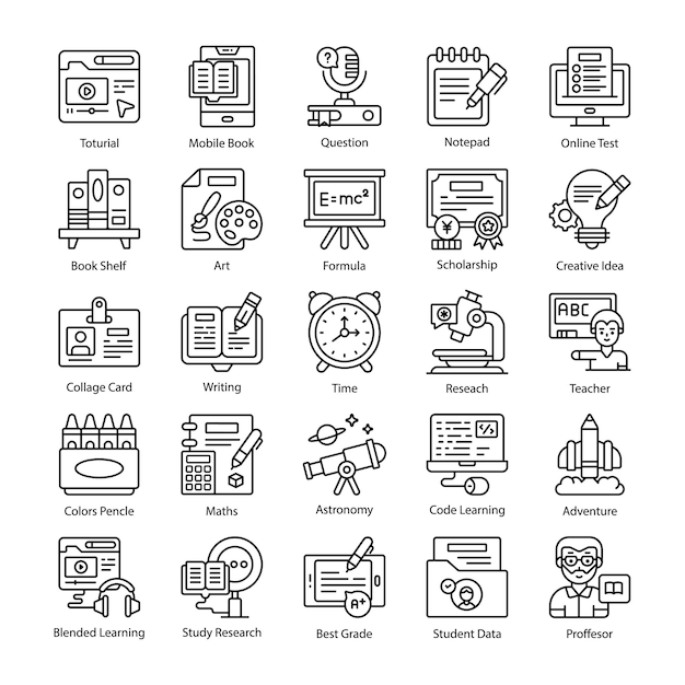 school and university with elements for mobile concepts and web apps modern style vector
