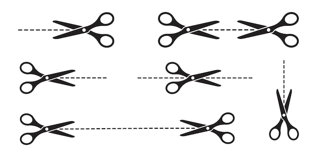 Scissors cutting action vector illustration