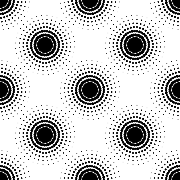 Screen printing seamless pattern. Radiant abstract vortex. Circular pattern. Pop art round halftone.
