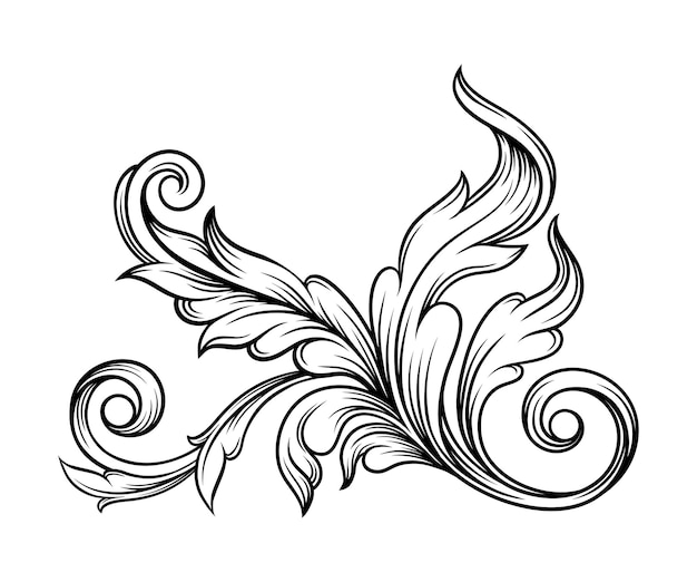 scroll as baroque element with arabesque and flourish motif vector illustration