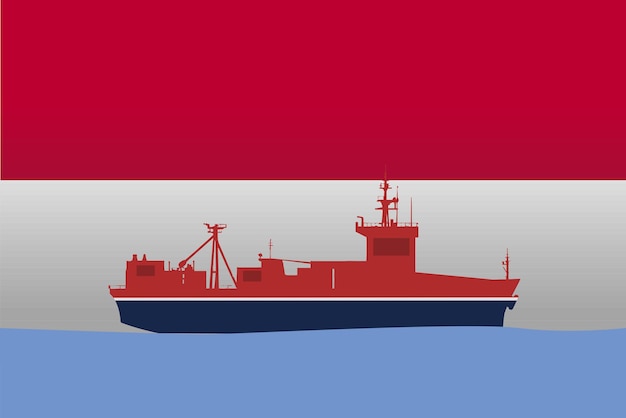 Sea transport with Indonesia flag bulk carrier or big ship on sea cargo and logistics