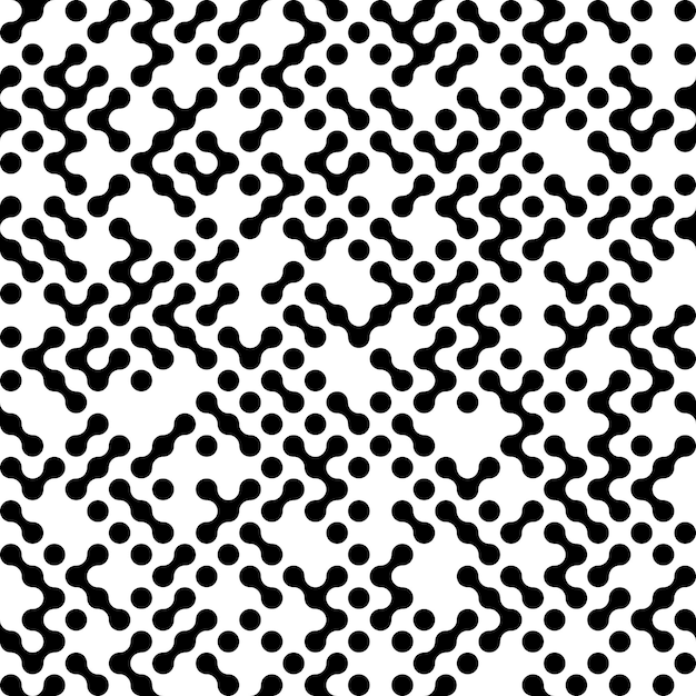 Seamless black and white metaball conection abstract background connected dots