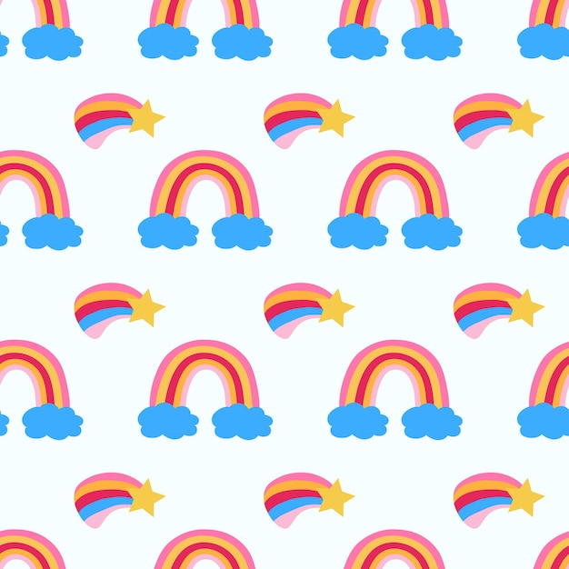 Seamless childish pattern with cute rainbow and star Creative kids texture for design