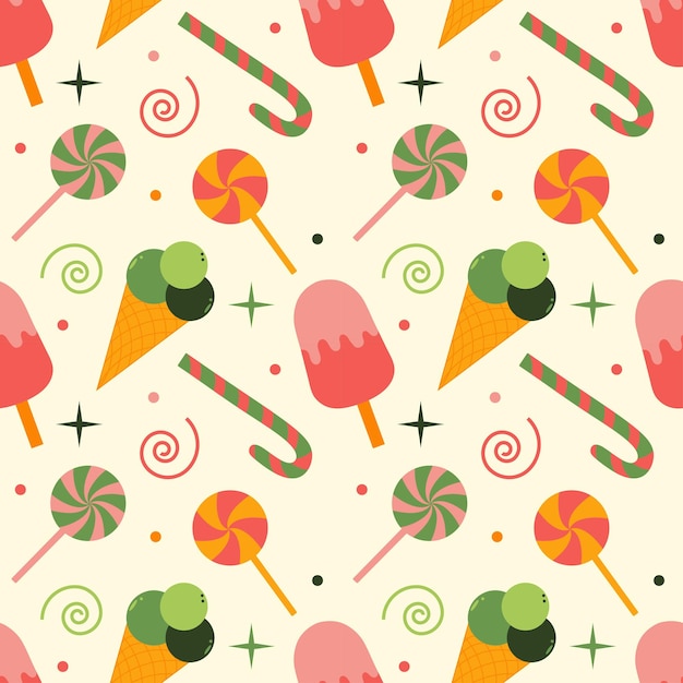 Seamless colorful pattern of sweets Great for birthday parties textile banners wallpaper packag
