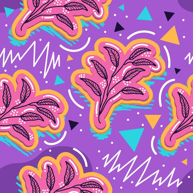 seamless floral pattern in retro 90s style cute botanical contemporary pattern trendy and groovy graphics for fashion wallpaper wrapping paper background print fabric textile and apparel