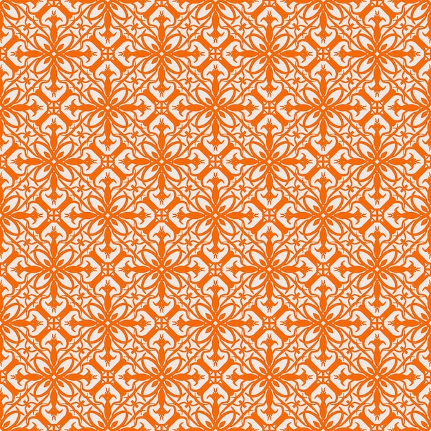 Seamless orange flower fabric blossom mandala beautiful pattern background illustration decoration