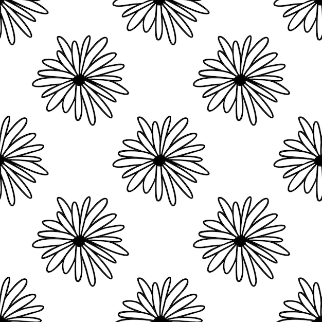 Seamless pattern made from doodle chamomile flowers