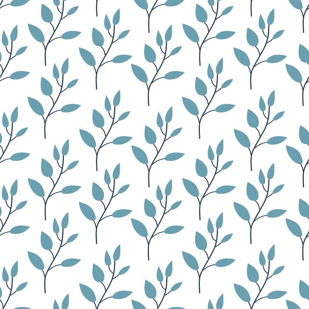 Seamless pattern of leaves Cute illustration vectorblue color simple