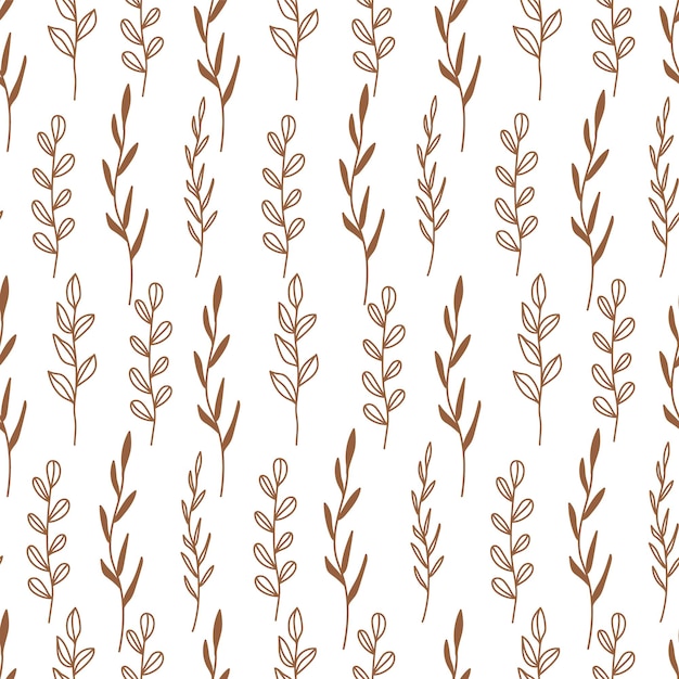 Seamless pattern of linear various branch Simple boho texture
