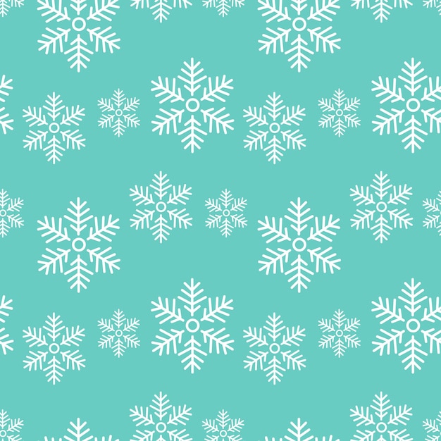 Seamless pattern of snowflakes on a blue background
