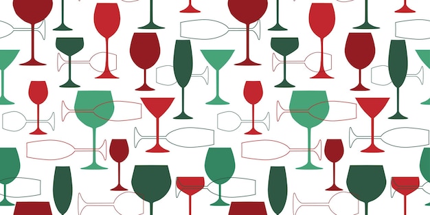 seamless pattern with abstract silhouettes of glasses geometric pattern of the objects of the drink