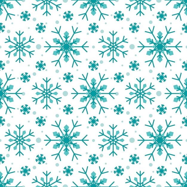 Seamless pattern with blue snowflakes on white background festive winter traditional decoration for ...