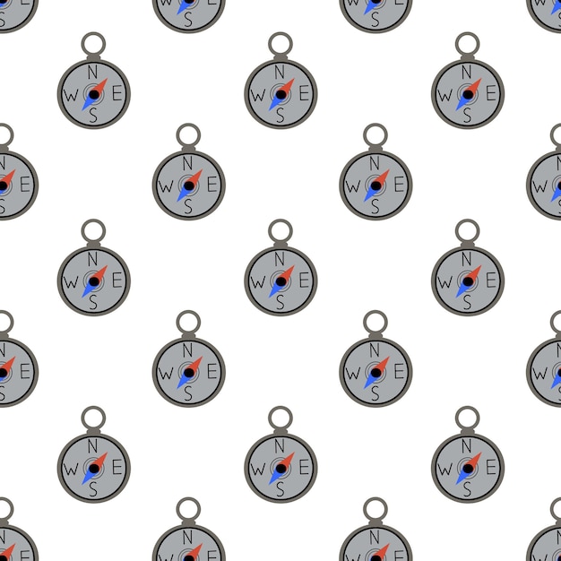 Seamless Pattern with Compass Object for travel map Navigation arrow symbols Vector flat