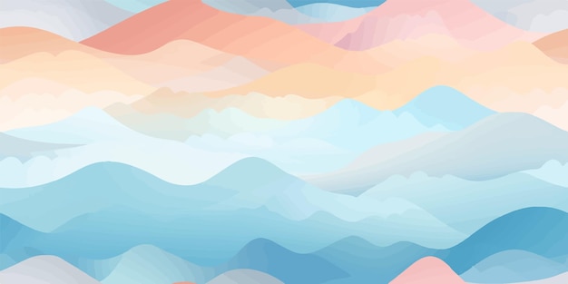 seamless pattern with landscape desert mountains pastel tones burnt orange terracotta colors